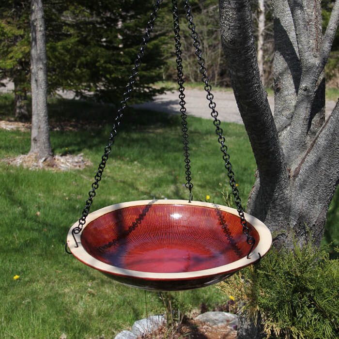 Hanging Radial Bird Bath, Autumn Red