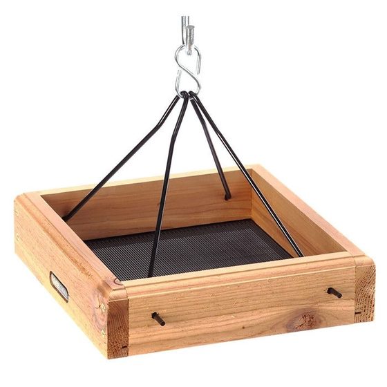 Cedar Hanging Tray Bird Feeder, Small