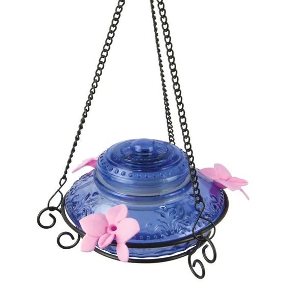 Illuminated Antique Top-Fill Glass Hummingbird Feeder
