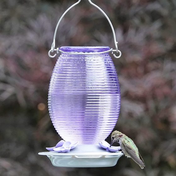 Lilac Dreams Antique Glass Gravity Hummingbird Feeder